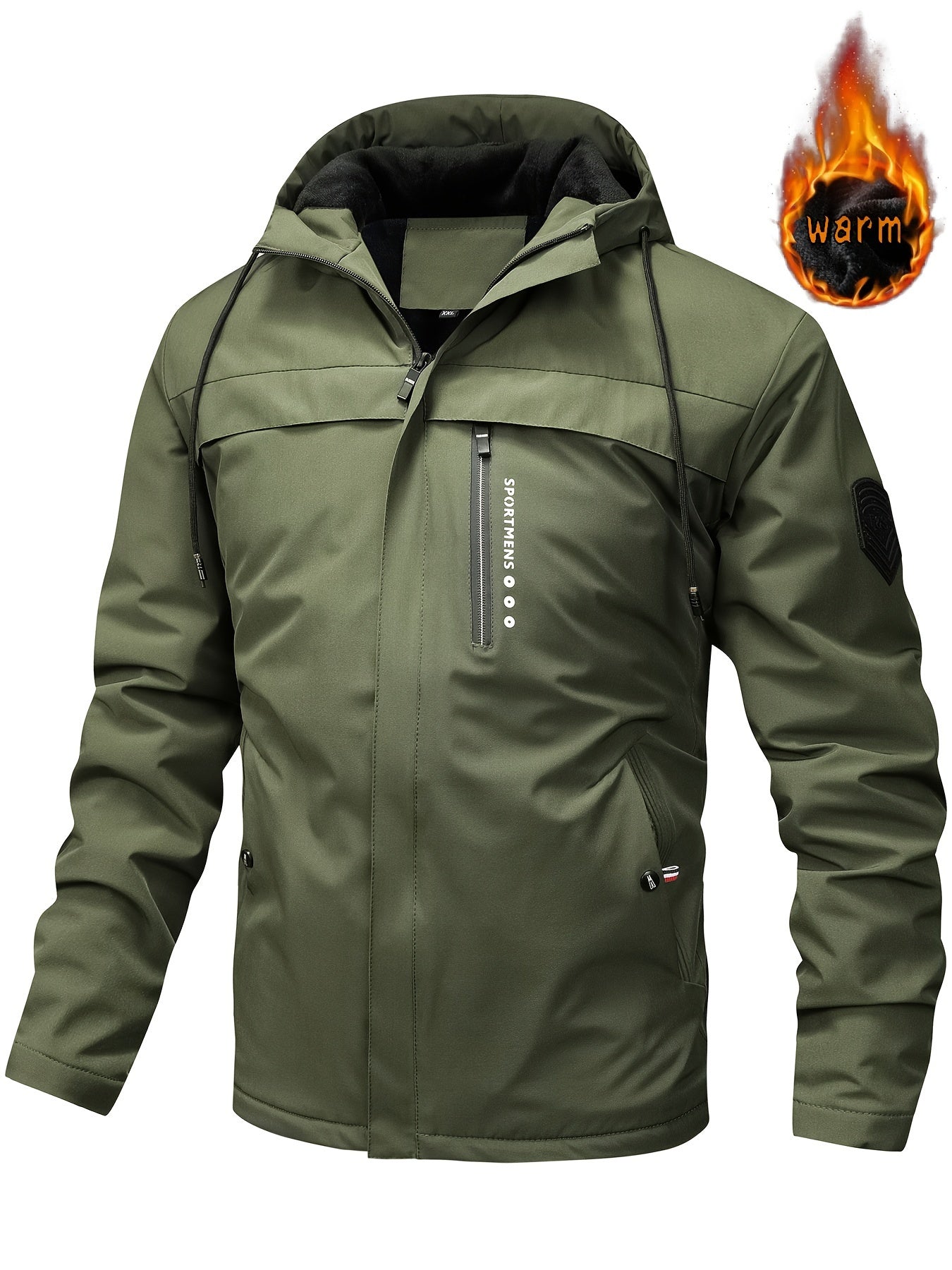 Men's Warm Fleece Casual Winter Hooded Jacket Coat For Outdoor Activities