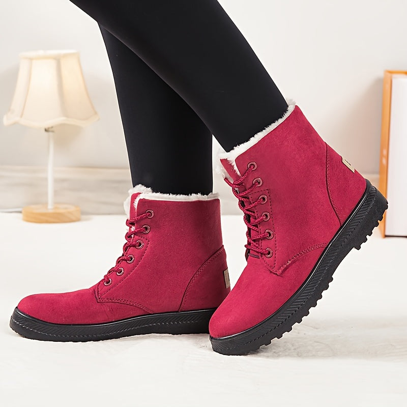 [Winter Snow Boots] Slip-Resistant & Plush Lined Women's Winter Snow Boots | PU Sole, Lace-Up Closure, Cushioned Insole - Cold Weather Boots for Everyday & Formal Outfits - Extended Sizes up to US Women's 44 (EU 43) - Black B