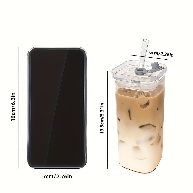 4/6/8pcs Square Glass, Bpa-Free, High Borosilicate Material 13Oz Capacity Coffee Cups, Suitable for Office, Home, Travel Drinkware, Gifts for Her, Easter And Wedding Gift