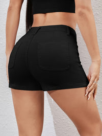 Simple Style Solid Denim Shorts, Mid-stretch Streetwear Breathable Denim Shorts, Women's Denim Jeans & Clothing