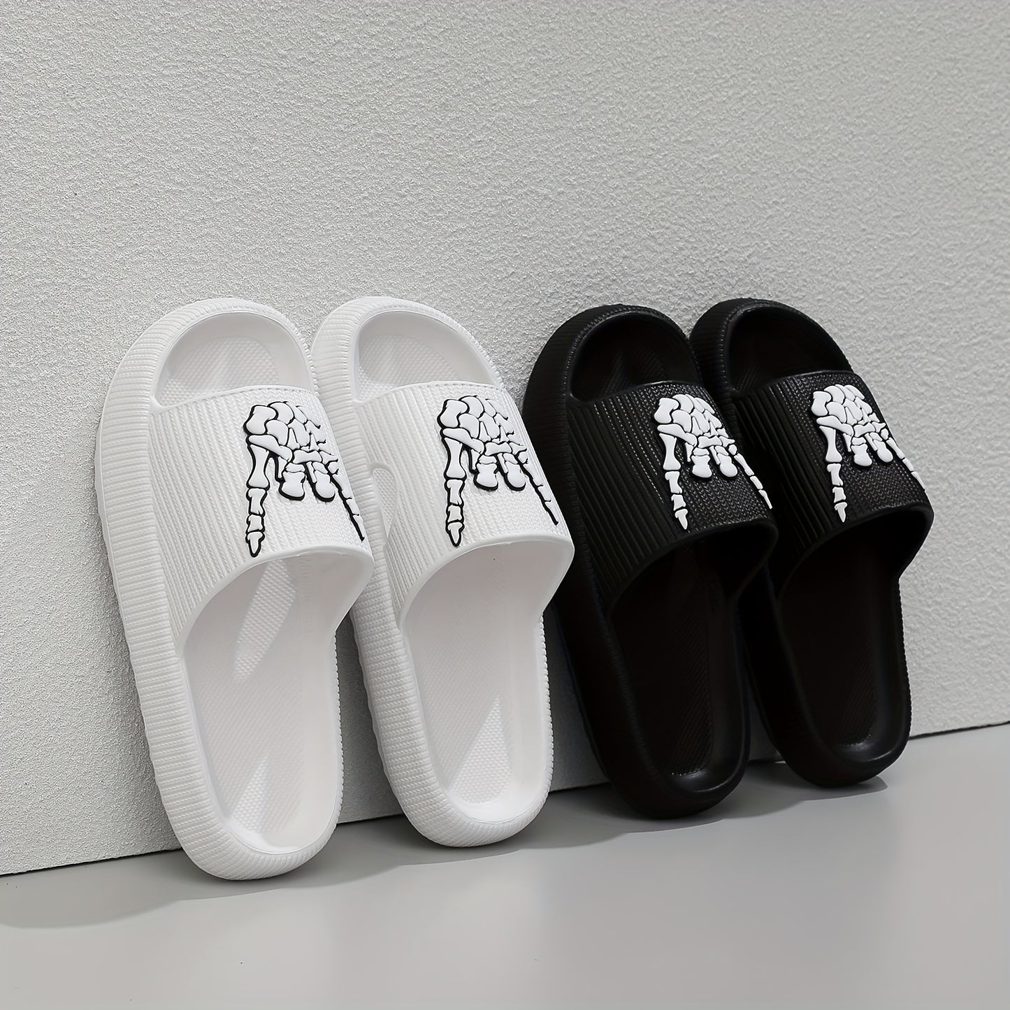 Men's Trendy Rock & Roll Gesture Pattern Open Toe Breathable Chunky Slippers, Comfy Non Slip Anti Odor EVA Slides, Men's Footwear