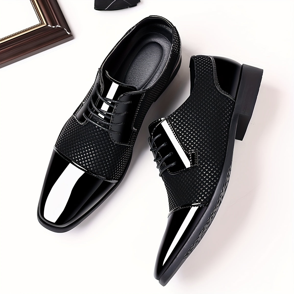 Men'S Dress Shoes Classic Lace-Up Formal Oxfords Modern Tuxedo Business Casual Scale Pattern Comfort Formal Shoes for Men Father'S Day Gift