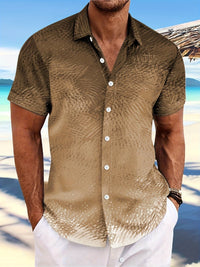 Men's Vibrant Pink to Purple Gradient Short Sleeve Shirt - Lightweight Polyester, Button-Up with Chest Pocket, Ideal for Summer Beach Parties & Casual Wear, Beach Wear
