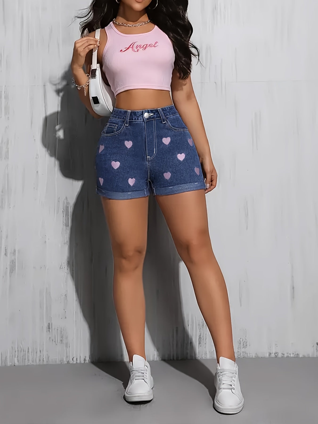 [High Waisted] Denim Shorts | High Waisted | Embroidered | Comfortable | Summer