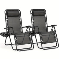 Set Of 2 Zero Cravity Lounge Chairs, Ergonomic Adjustable Lying Angle Sturdy Steel& Mesh Support