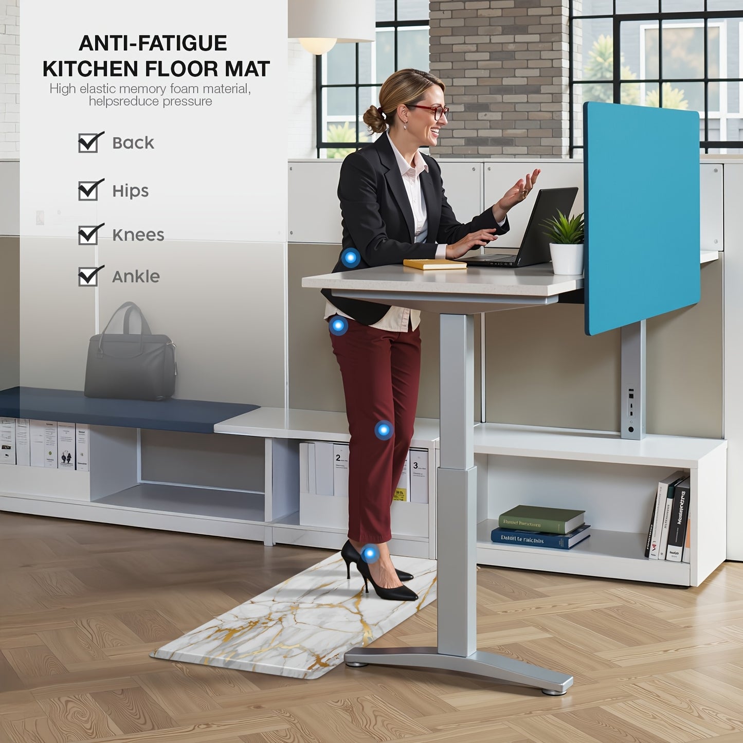 Kitchen Mat, 1/2 Inch Thick Anti Fatigue Kitchen Rugs and Mats Cushioned Kitchen Floor Mat Non-Skid Kitchen Mats for Standing Desk Office Sink 17.3"x39", White