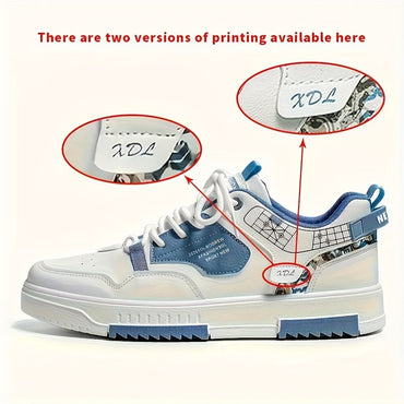 Men's Trendy Skate Shoes, Graphic Print Non-Slip Sneakers, Men's Footwear