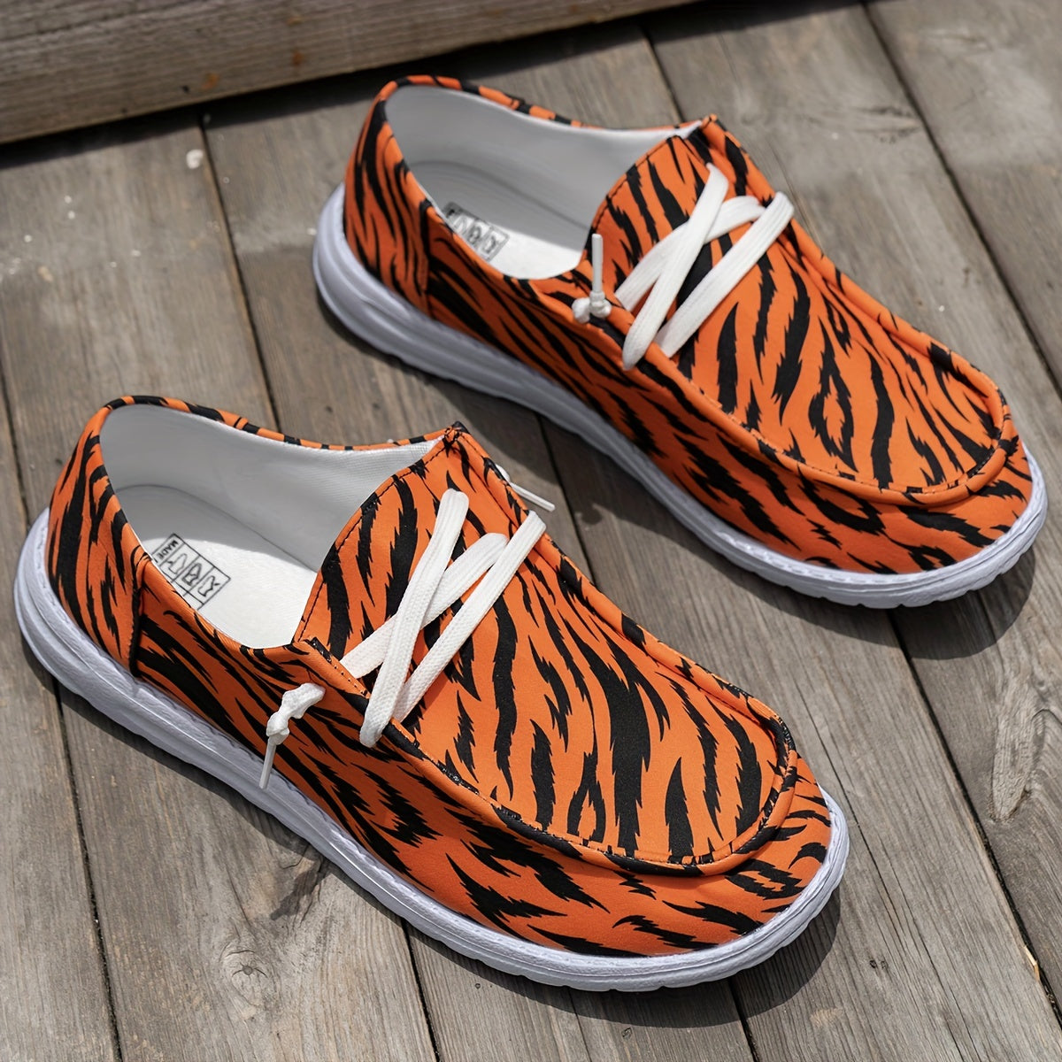 Men's Trendy Tiger Stripes Slip On Loafer Shoes, Comfy Non Slip Breathable EVA Sole Durable Walking Shoes, Men's Footwear