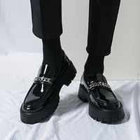 Men's Platform Business Shoes, Comfy Non Slip Casual Durable Rubber Sole Chunky Office Shoes, Men's Footwear