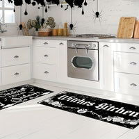 2pcs Halloween Kitchen Mats - Witch & Gothic Design, Anti-Slip, Machine Washable Polyester Rugs for Home Decor and Party