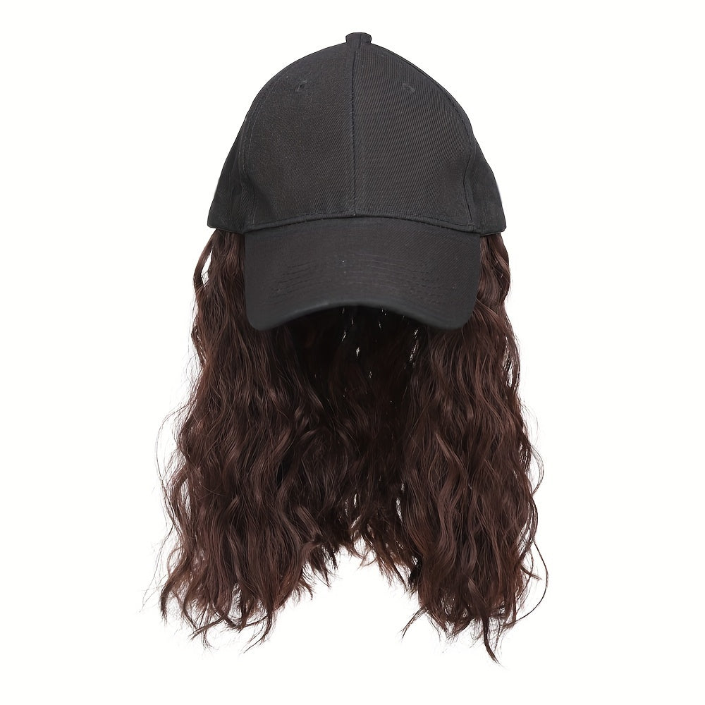 12 Inch Short Wave Baseball Cap Wig With Curly Hair Extension Synthetic Wave Wig Hat For Women Adjustable Baseball Hat Wig