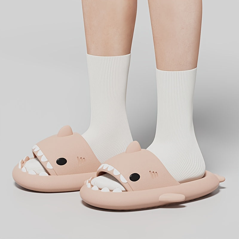 Comfy Shark Cartoon Slides - Unisex Slippers with Soft Wear-Resistant Soles for Casual Summer Outdoor Beach Wear - Breathable, Lightweight, and Easy to Clean