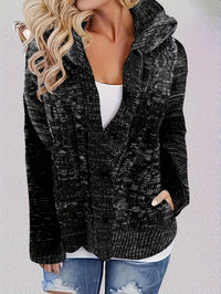 Women's Cable Knit Hooded Cardigan with Buttons and Pockets - Cozy Long Sleeve Sweater Coat for Casual Wear