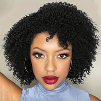 Short Kinky Curly Wigs Side Part Afro Bomb Curly Wig Heat Resistant Fiber Kinky Curly Synthetic Full Wigs For Women 6 Inch