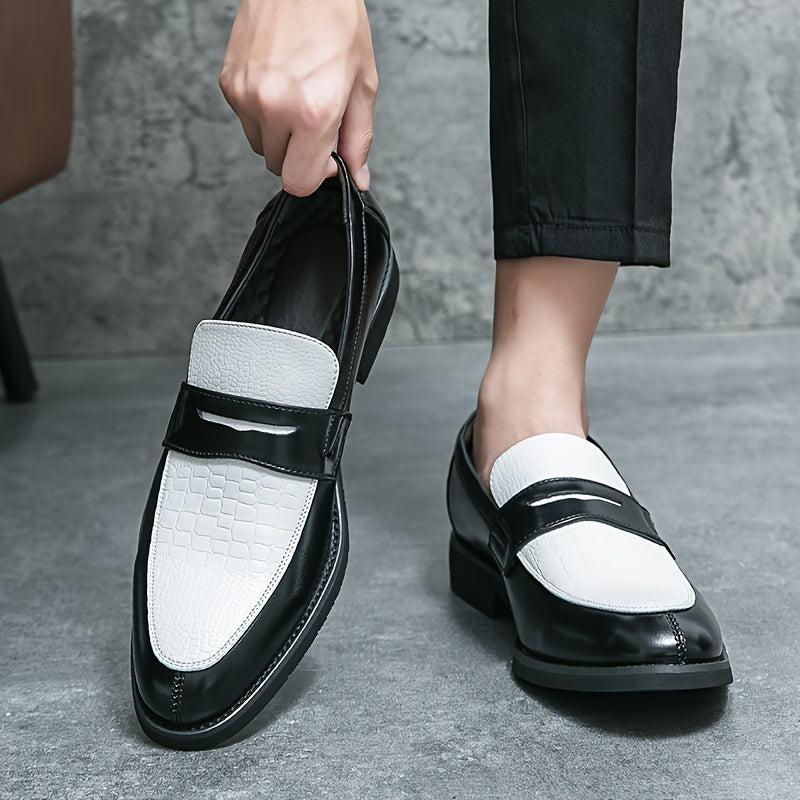Stylish Men's Color Block Slip-On Loafers - Ultra Comfy, Non-Slip, Durable Rubber Sole, Breathable, Easy to Wear, Versatile Platform Dress Shoes for Formal and Casual Occasions - Men's Footwear