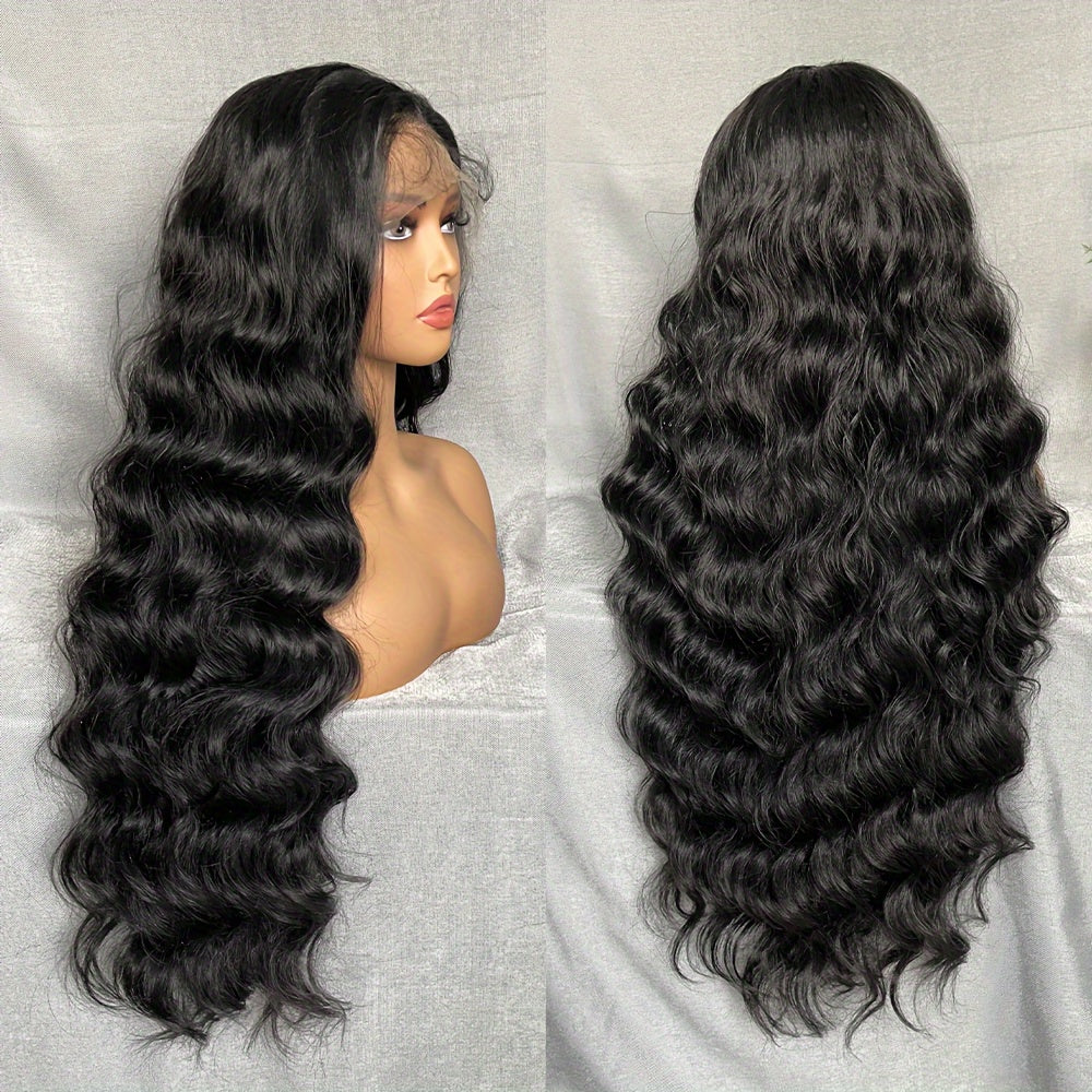 Full Head Lace Front Synthetic Wig - Wavy & Curly Hair, Middle Part, Music Festival Style, Long Hair, Full Coverage, Breathable, Adjustable Cap, Easy to Wear - for Women, Perfect for Music Festivals, Cosplay, and Everyday Wea