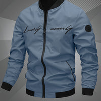 Men'S Letter Embroidered Casual Bomber Jacket