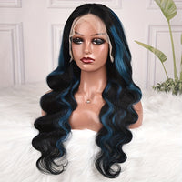 Blue Highlight Body Wave Luxury Wig - 13x4 HD Lace, 180% Density | Brazilian Remy for Ultimate Style & Comfort
