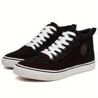 Comfy High-Top Canvas Sneakers - Soft, Breathable, Non-Slip, Durable Rubber Sole, Lace-Up Closure, Perfect for Walking, Casual Outings, and Everyday Wear - Men's Footwear