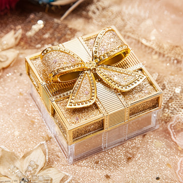 Elegant Bowknot Air Powder - Lightweight, Long-Lasting Oil Control & Waterproof Setting Powder for All Skin Tones, Ivory White & Cool Beige, Matte Finish with Glittery Golden Bow Design