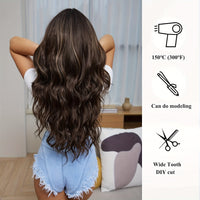 Highlight Long Curly Wavy Wig Synthetic Wig Beginners Friendly Heat Resistant Elegant For Daily Use Wigs For Women