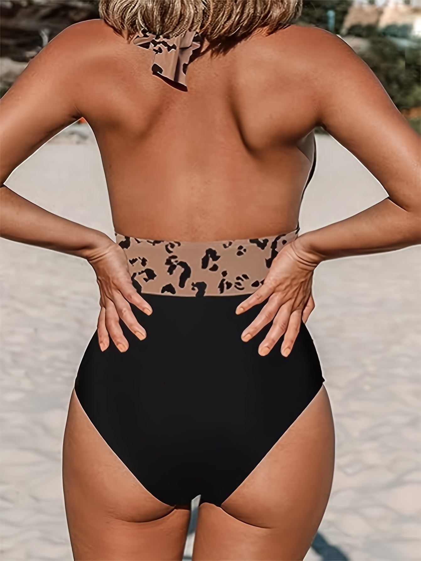 Halter Neck One Piece Swimsuit - Seductive Deep V Neck, Chic Backless, High-Cut Leg - Stylish Womens Bathing Suit for a Fashion-forward Beach Look