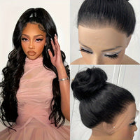 360 Lace Front Wigs Pre Plucked 150% Density Human Hair 360 HD Lace Frontal Wigs Body Wave Wig For Women With Baby Hair Natural Color (16-34 Inch, Natural Color)