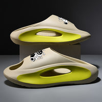 Plus Size Men's Vintage Astronaut Pattern Color Block Open Toe Breathable Chunky Slippers, Comfy Non Slip Durable Anti Odor EVA Slides, Men's Footwear