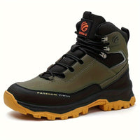 Men's High Top Color Block Steel Toe & Puncture Proof Work Boots, Comfy Non Slip Durable Rubber Sole Lace Up Shoes, Men's Footwear