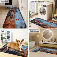 1/2pcs, Motorcycles And Route 66 Kitchen Rugs Non Slip Washable Thicken Kitchen Mat Kitchen Carpet Rugs For Kitchen Floor Kitchen Mats For Floor Kitchen Rugs Non Slip Kitchen Runner