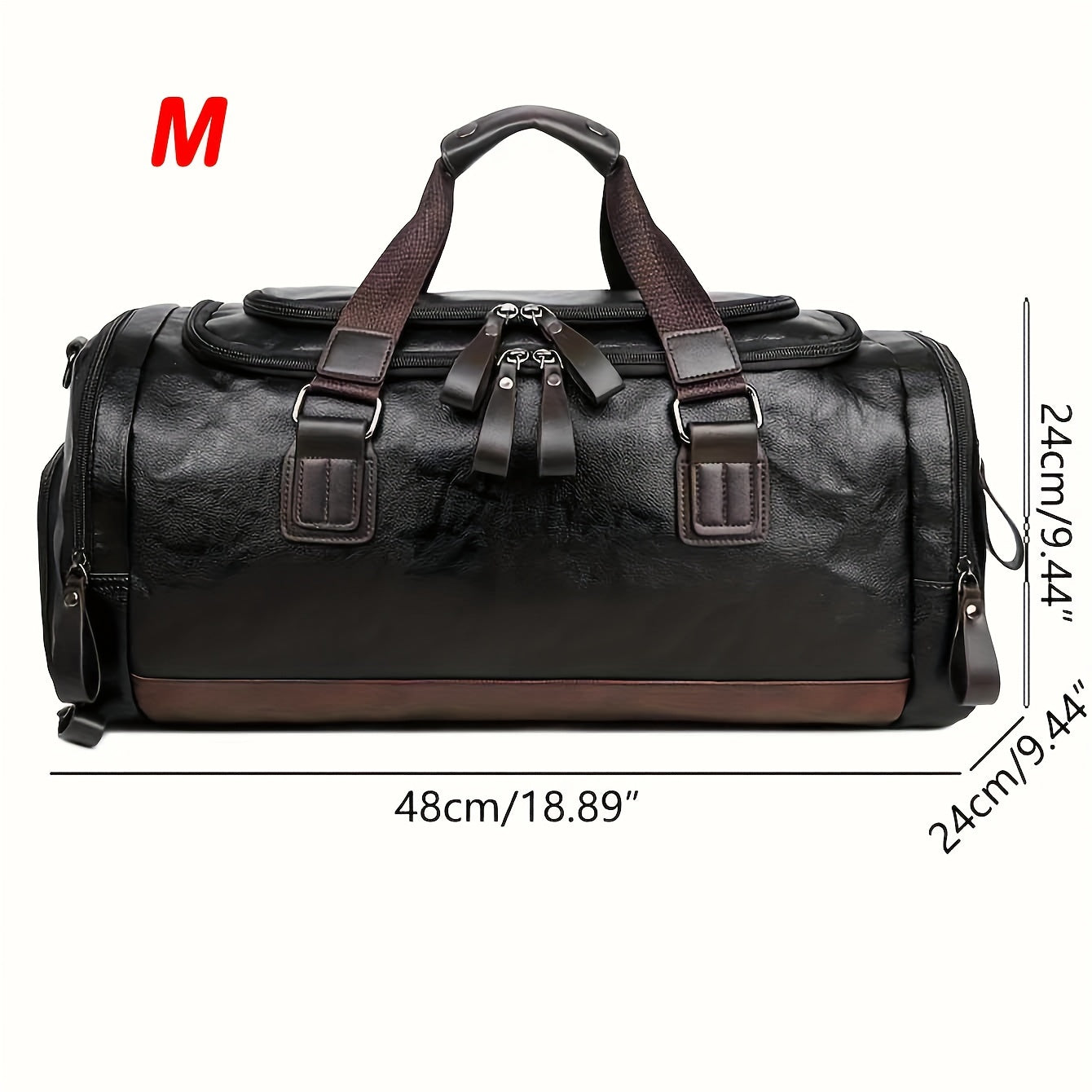 Men'S Genuine Travel Duffel Bag - Adjustable Shoulder Straps, Multiple Compartments, Durable & Stylish for Weekends, Trips & Daily Use (Black), Luggage for Travel, Secure Zipper Closure