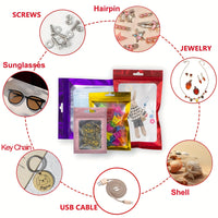 [Holographic Zipper Lock Bags] 100-Pack Holographic Zipper Lock Resealable Bags | Moisture-Proof Aluminum Foil Polyester Film Flat Transparent Window Pouch for Electronics/Jewelry/Cosmetics Organization, 4 Size Options, Non-f