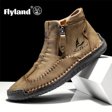 [Comfortable Wear-resistant Ankle Boots] FLYLAND Men's Ankle Boots Vintage Style Comfortable Wear-resistant Non-slip Stitch Boots Outdoor Shoes For Hiking Trekking Climbing