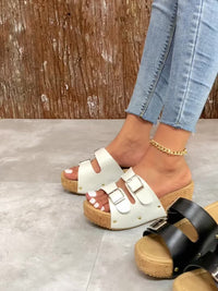 Comfy Women's Wedge Sandals with Non-Slip Double Buckle Straps and Open Toe