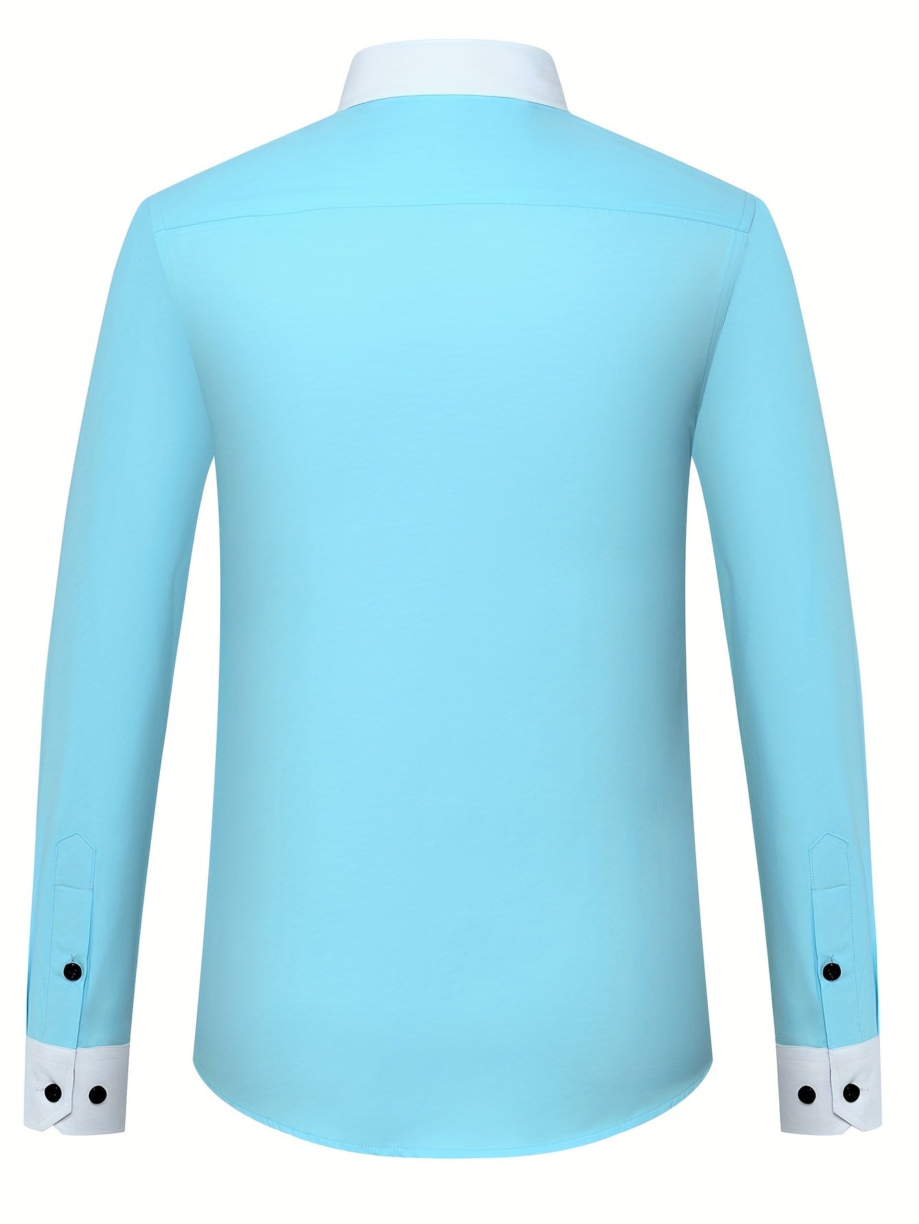 Chic Spring/Fall Men's Casual Shirt - Contrast Collar, Color Block, Long Sleeve, Easy Care, Perfect for Weekend