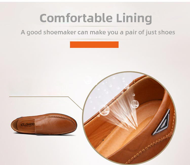 [Comfortable Loafers] CLOHOO Men's Genuine Faux Leather Slip-On Loafers | Non-Slip Comfortable Casual Shoes with Round Toe, Black, Rubber Sole, Faux Cover Lining - All Seasons Durable Footwear, Sleek Loafer Design