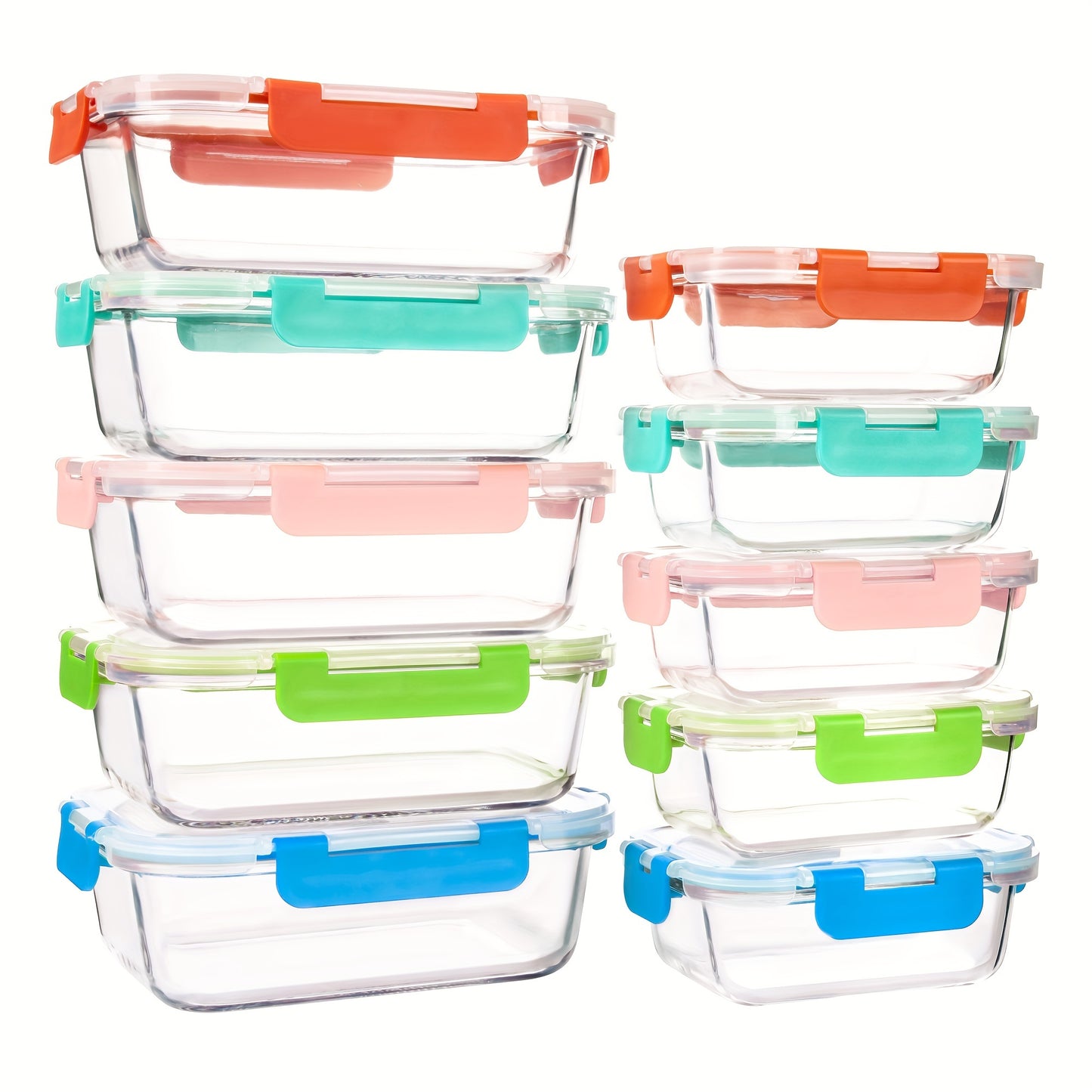 10-PACK Glass Meal Prep Containers Set, Food Storage Containers With Airtight Lids, Glass Lunch Boxes For Home Kitchen Office Lunch