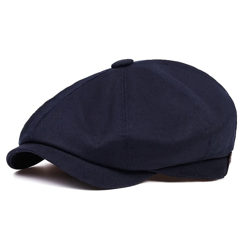 Men&Apos;S Retro Herringbone Flat Cap - Black Casual Beret with Vintage Style, Knitted Polyester, Perfect for Valentine&Apos;S Day, Everyday Headwear | Vintage Flat Cap | Knitted Texture
