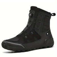 Men's Professional High Top Motorbike Boots With Adjustable Rotating Buckle, Comfy Non Slip Durable Microfiber Upper Rubber Sole Shoes, Men's Footwear