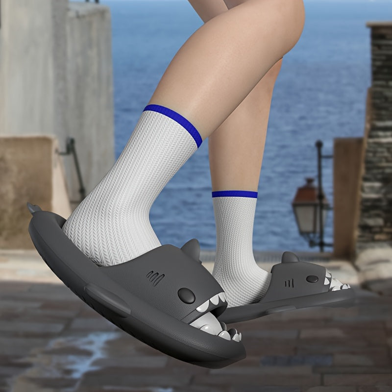 Comfy Shark Cartoon Slides - Unisex Slippers with Soft Wear-Resistant Soles for Casual Summer Outdoor Beach Wear - Breathable, Lightweight, and Easy to Clean