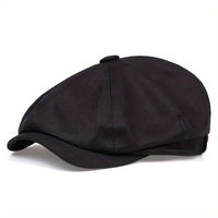 Men&Apos;S Retro Herringbone Flat Cap - Black Casual Beret with Vintage Style, Knitted Polyester, Perfect for Valentine&Apos;S Day, Everyday Headwear | Vintage Flat Cap | Knitted Texture