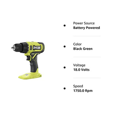 RYOBI ONE+ 18V Cordless 1/2 in. Drill/Driver (Tool Only) PCL206B Black Green