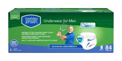 Berkley Jensen Incontinence Underwear for Men with Maximum Absorbency, Size Large, 84 ct.