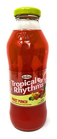 Grace Tropical Rhythms Fruit Punch Jamaican Fruit Juice 16oz, 6 Pack