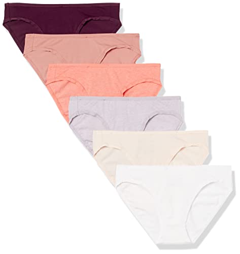 Amazon Essentials Women's Cotton Bikini Brief Underwear, Pack of 6, Neutral Shades,