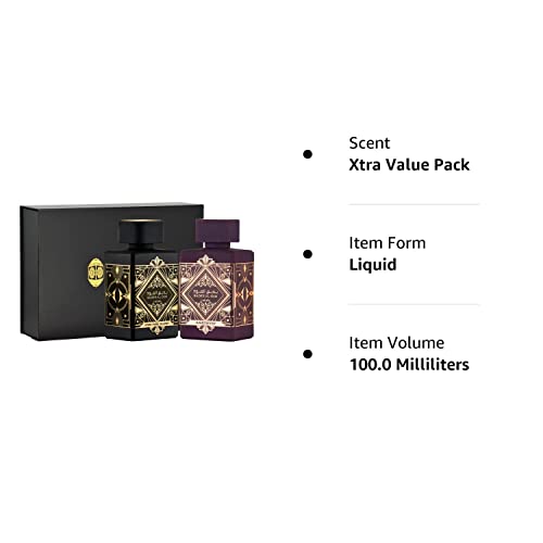 Lattafa Bade'e Al Oud 2-Piece Set for Unisex, (3.4 Oz Amethyst Eau De Parfum Spray + 3.4 Oz Oud for Glory Eau De Parfum Spray)