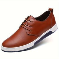 Plus Size Men's Solid Colour Business Style Shoes With Or Without Hollow Design, Comfy Non Slip Lace Up Durable Rubber Sole Shoes, Men's Footwear