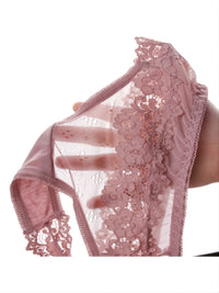 Sexy Brazilian Style Tanga Underwear Women Lace With Mesh Bikini Hipster Panty Breathable Transparent Low Waist Lingerie 5PCS/LOT