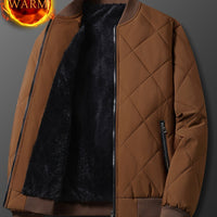 Men's Regular Fit Solid Color Sherpa Lined Varsity Jacket, Casual Fleece Lined Baseball Jacket Coat for Winter Autumn
