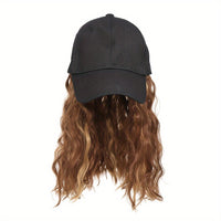 12 Inch Short Wave Baseball Cap Wig With Curly Hair Extension Synthetic Wave Wig Hat For Women Adjustable Baseball Hat Wig